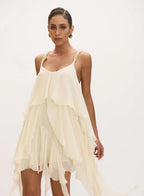 Marguerite Asymmetrical Short Dress with Ruffles - OASIS Resortwear - WaveFit
