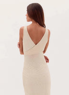 Long Knitted Dress with Cutouts and Fringe by Tabata - OASIS Resortwear - WaveFit