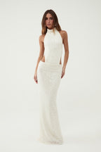 Kiana Sequin Maxi Dress with Open Back