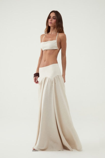 Linen Top & Maxi Skirt Set