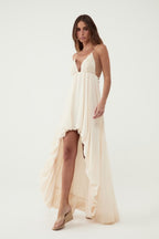 Esme Asymmetric Balloon Maxi Dress with Lace