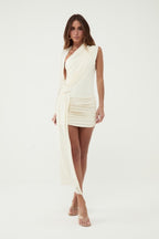 Aura Asymmetric Draped Bodysuit & Skirt Set