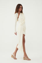 Aura Asymmetric Draped Bodysuit & Skirt Set