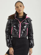 Puffer Jacket Vinyl Sport Style Hooded - WaveFit