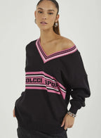 Oversized V-neck Knit Jumper Sport Culture - WaveFit