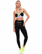 Leggings Black Madison Fuso With Neon Yellow - Vestem - WaveFit