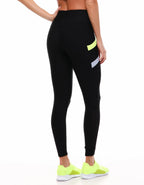 Leggings Black Madison Fuso With Neon Yellow - Vestem - WaveFit