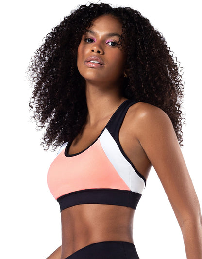Sports Bra Southeast Black With Neon Coral - Vestem