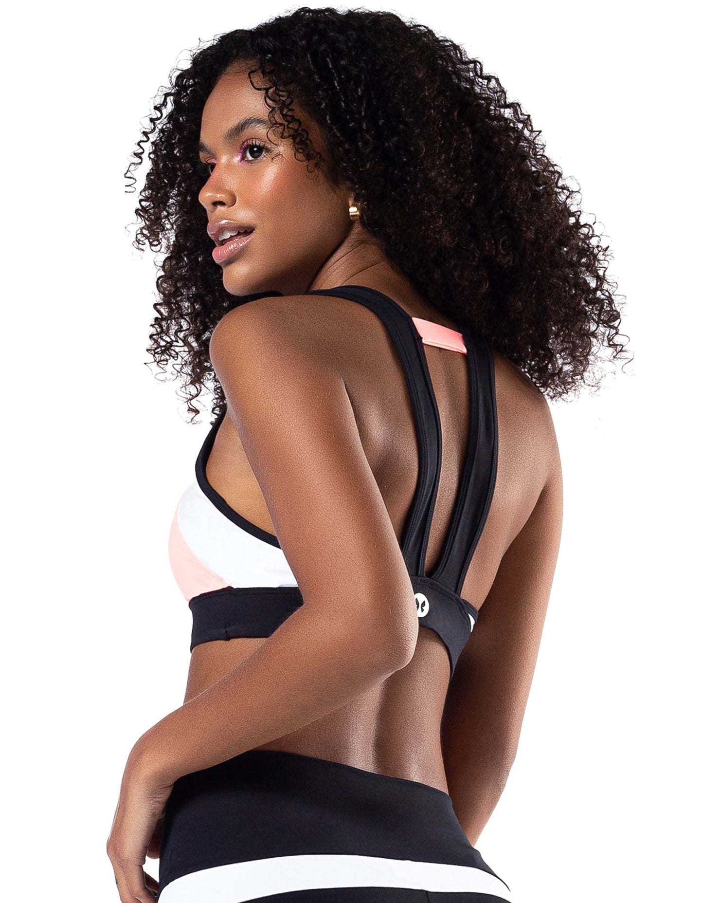 Sports Bra Southeast Black With Neon Coral - Vestem