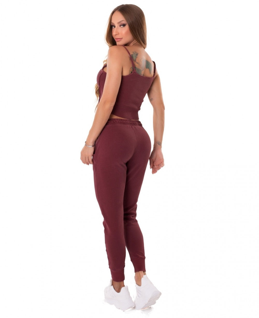 Jogger Pants Lines Burgundy - Let's Gym