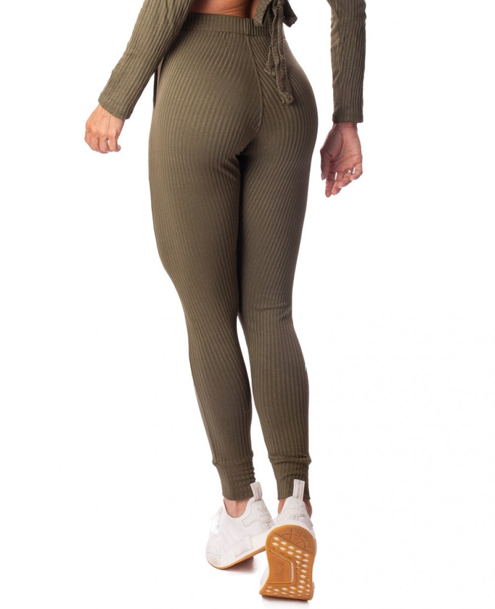 Jogger Pants Bolero Fluted Fluid Army Green - Let's Gym