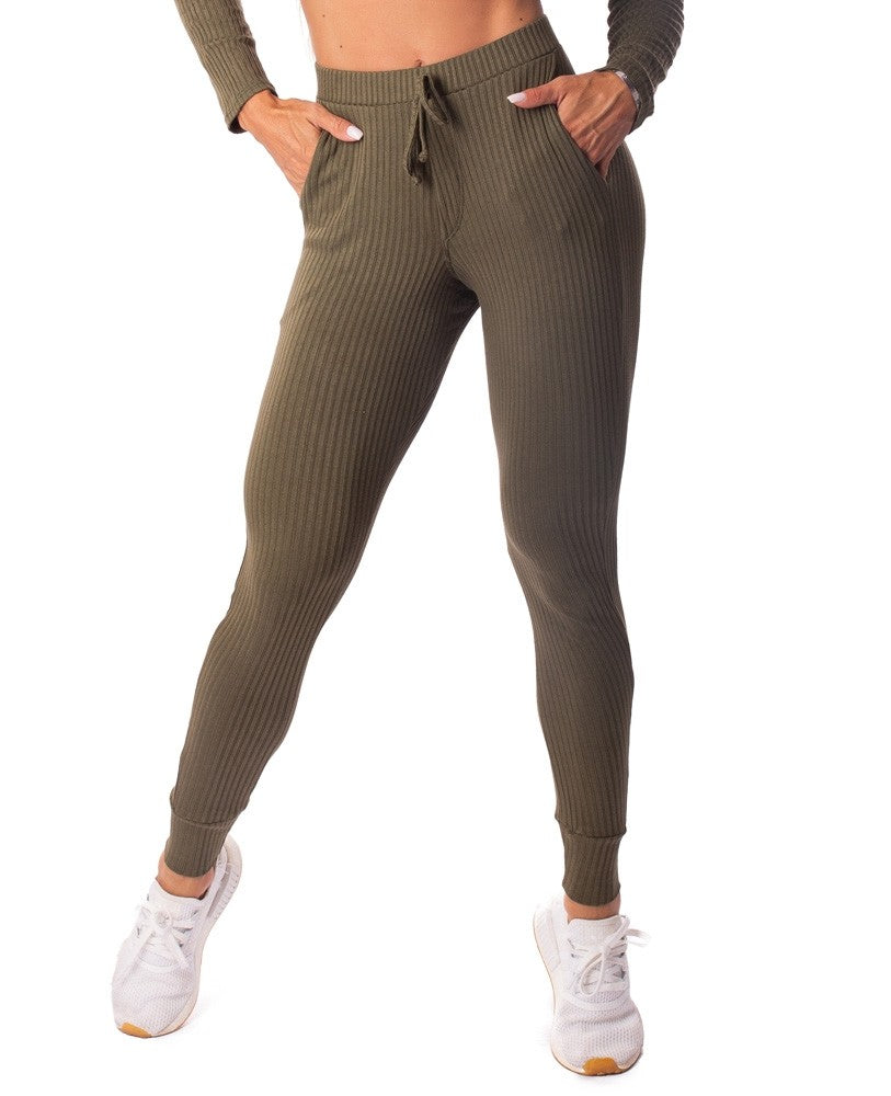 Jogger Pants Bolero Fluted Fluid Army Green - Let's Gym