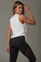 Top White Attitude Fitness with Tie - WaveFit