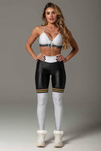 Legging Attitude Fitness Glossy Black with Polka Dots - WaveFit