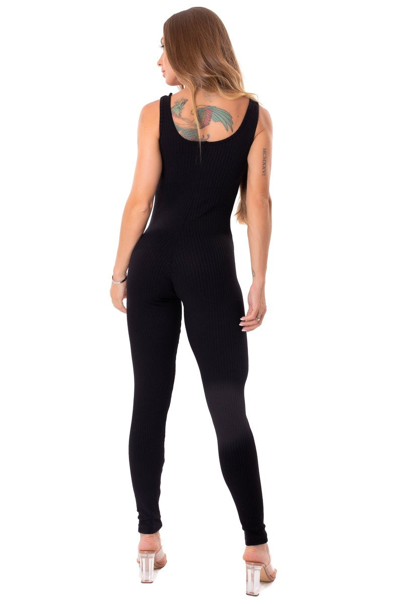 Jumpsuit Ribbed Senses Black - Let's Gym